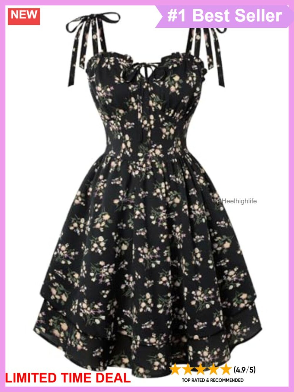 Floral Mini Dress Ruched Sweetheart Corset Sundress Pockets